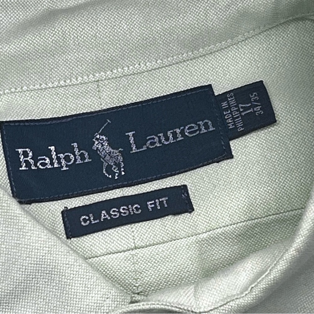 Ralph Lauren Classic Mint Green Casual Men’s Button Down Shirt 17 34/36 - Picture 2 of 6